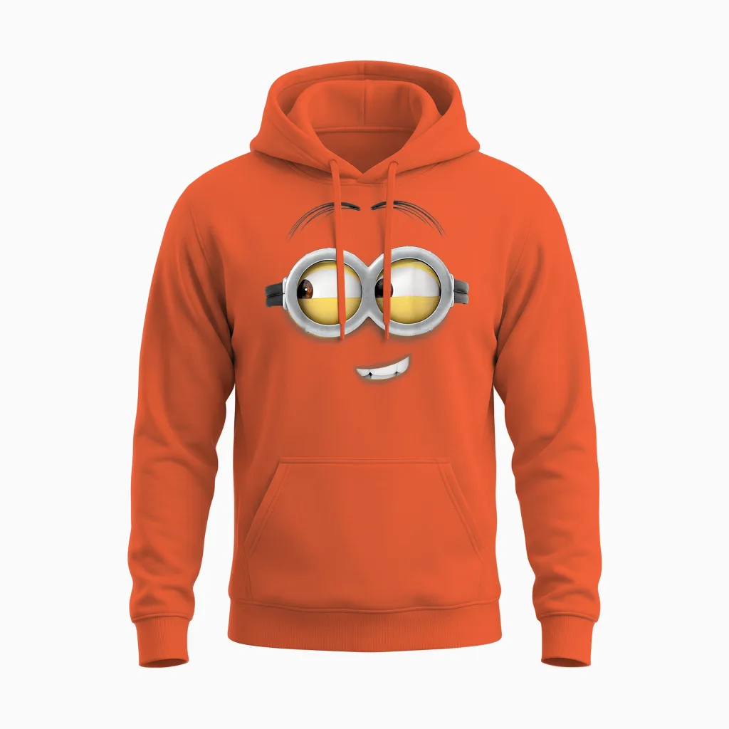 Despicable Me Minions Dave Side Smile Graphic Unisex Hoodie in Orange