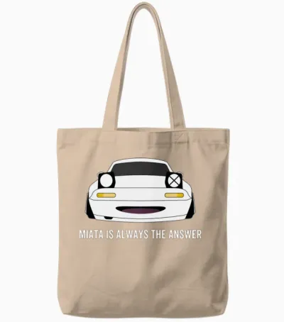 Miata Is Always the Answer Tote Bags - Natural