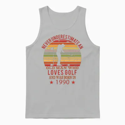 Golfing Golfplayers Vintage 1990 Birthday Unisex Tank Top - Ash