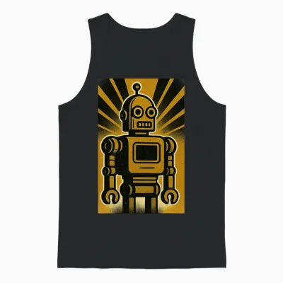 Retro Robo Unisex Tank Top - Black