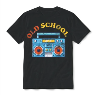 Old School Ghettoblaster Retro Unisex T-Shirt - Black