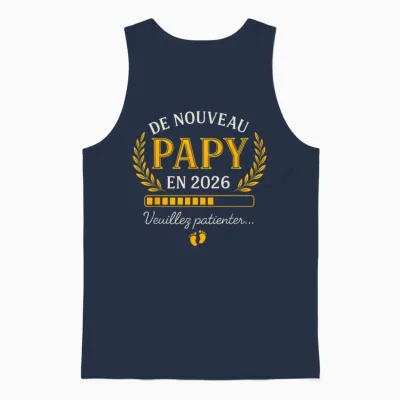 Announcement Grandpa Pregnancy Humour Grand Père Encore Papi 2026 Unisex Tank Top - Navy