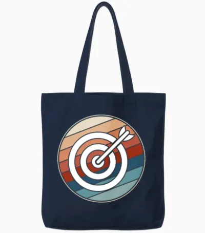 Retro Archery Bullseye Tote Bags - Navy