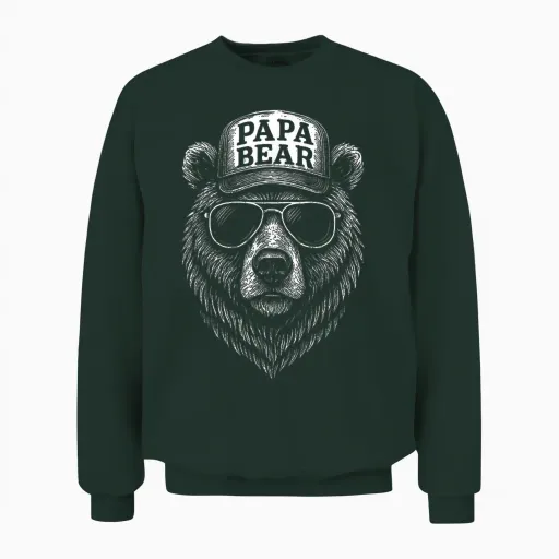 Papa Shirt Father's Day Gift Father's Day Gift Dad Bear T-Shirt, Black, S Unisex Sweatshirt - Forest