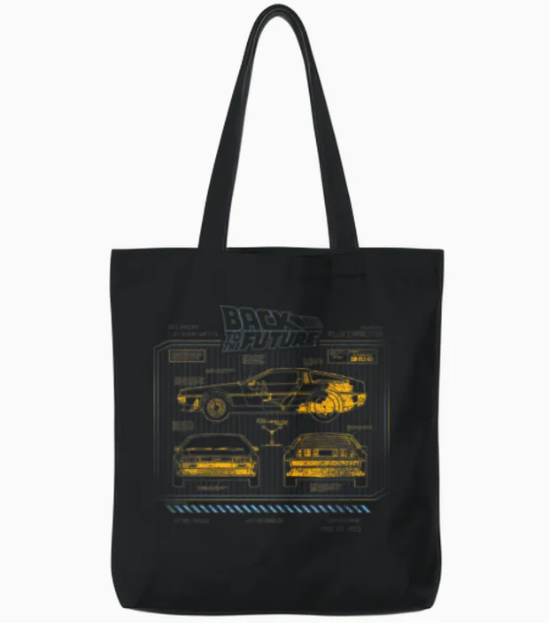 Back to the Future 35th Anniversary Delorean Tote Bags in Black