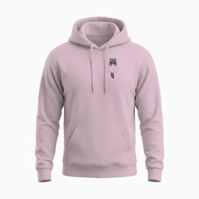 Cute Raccoon Pocket Funny Gifts for Men Women Kid Unisex Hoodie - Light Pink