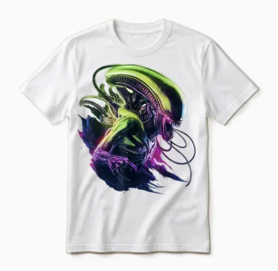 Alien 45th Anniversary Classic Xenomorph Graphic Novel Art T-Shirt, Black, S Unisex T-Shirt - White