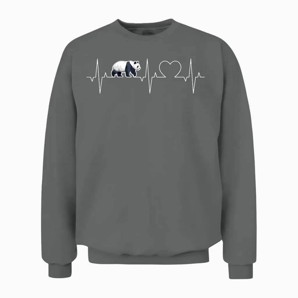 Herzschlag Panda Ekg Bambusbär Herz Pandabär Unisex Sweatshirt in Graphite Heather