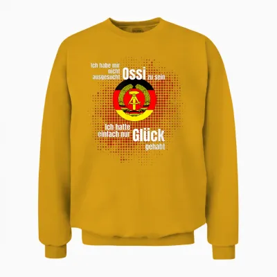 Ossi Ironie Humour East Germany Ddr Proud Happiness T-Shirt, Black Unisex Sweatshirt - Gold