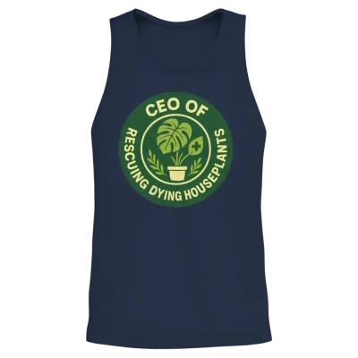 Ceo of Rescuing Dying Houseplants | Plant Love Unisex Tank Top - Navy