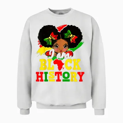 I Am Black History Month Cute Messy Bun Girl Unisex Sweatshirt - White