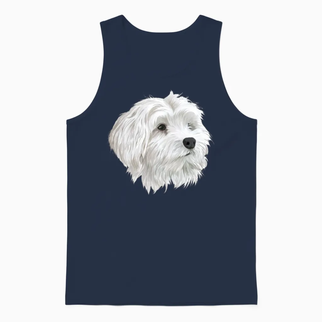 Maltese Dog Lovers Unisex Tank Top in Navy
