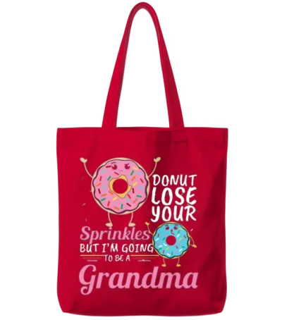 Donut Sprinkles Grandma Gender Reveal Pregnancy Tote Bags - Red