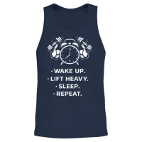 Wake Up Lift Heavy Sleep Repeat. Unisex Tank Top - Navy – 2