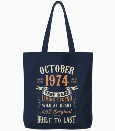 October 1974 Birthday Surprise Tote Bags - Navy