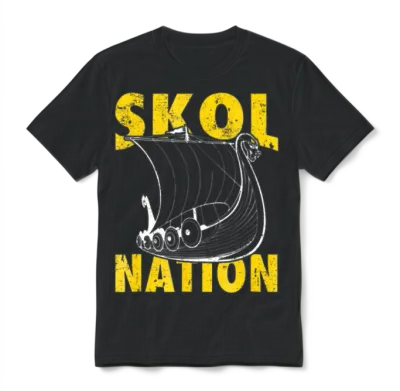 Skol Nation Distressed Viking Ship Unisex T-Shirt - Black