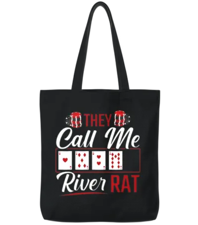 River Rat Funny Poker Player Texas Holdem Lucker Tote Bags - Black