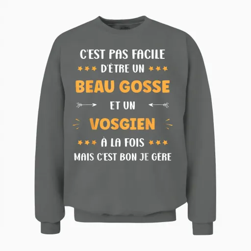 Vosges Super Vosgien Humour Beau Gosse Vosgien T-Shirt, Black, S Unisex Sweatshirt - Graphite Heather