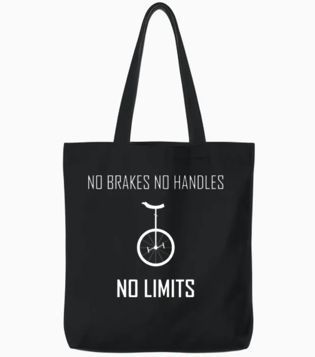 Funny Slogan Unicycle Funny Unicycle Tote Bags in Black