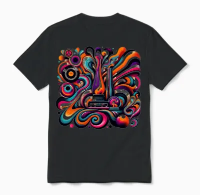 Psychedelic Retro Fusion Unisex T-Shirt - Black