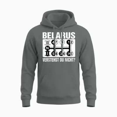 Tractor T-Shirt with Belarus Understst Du Nicht?, Black, S Unisex Hoodie - Graphite Heather