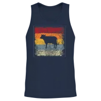Cow Retro — Farm & Country Gift Unisex Tank Top - Navy – 2