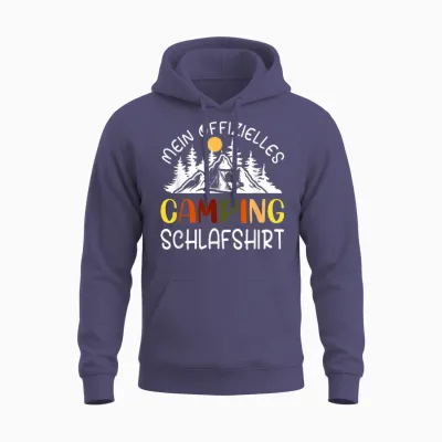 Official Sleep Shirt Camping Pyjamas Camping T-Shirt, Black Unisex Hoodie - Heather Sport Dark Navy