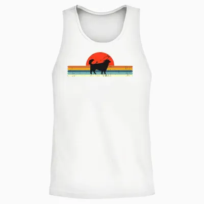 Vintage Dog Retro Sunset Unisex Tank Top - White