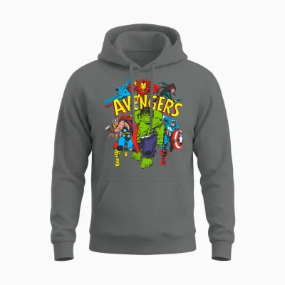 Amazon Essentials Men's Marvel Avengers Comic Heroes T-Shirt, White, Small Unisex Hoodie - Graphite Heather