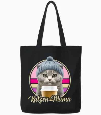 Lustige Katzen Mama Retro Outfit Kostüm Katzen Mutter Mamas Tote Bags - Black