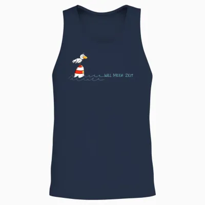 Will Meer Zeit Möwe Nordsee Urlaub Spruch Unisex Tank Top - Navy