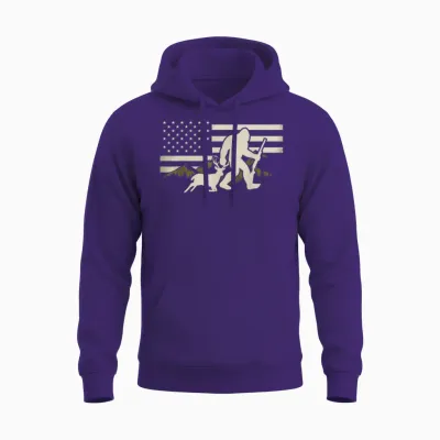 Bigfoot Deer Hunting Usa Flag Deer Hunting Buck Season Unisex Hoodie - Purple