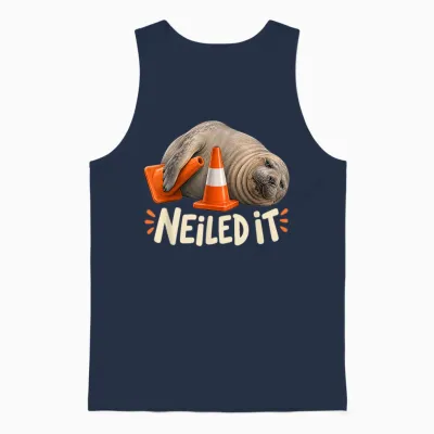Neil the Seal Neiled It Funny Elephant Seal Meme Unisex Tank Top - Navy