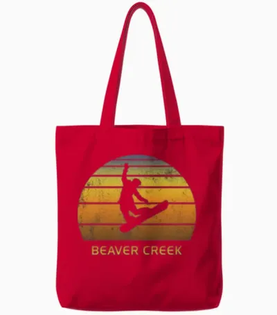 Retro Beaver Creek Colorado Snowboarding Fan Tote Bags - Red