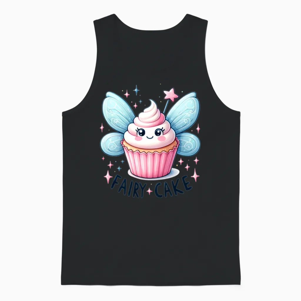 Funny Fairy Cake Unisex Tank Top in Black