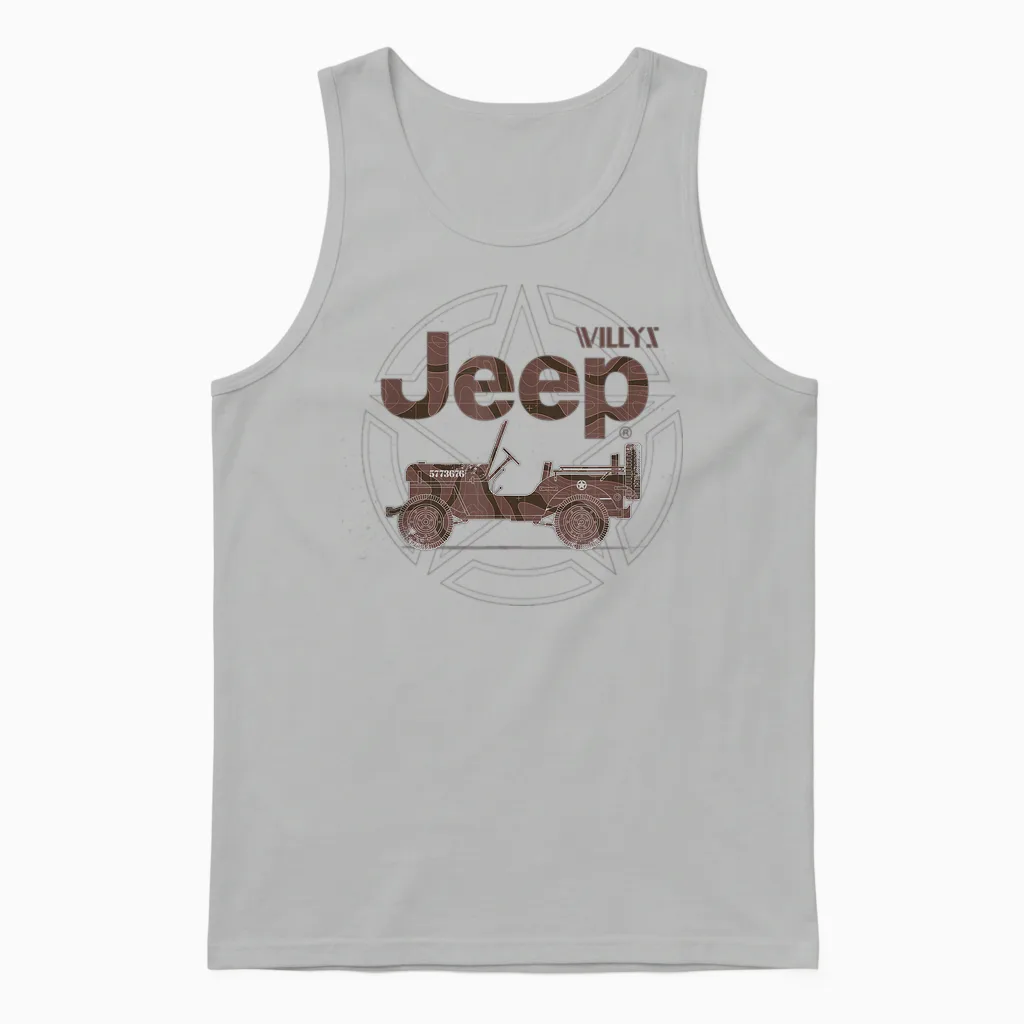 Jeep Willys Vintage Star Unisex Tank Top in Ash