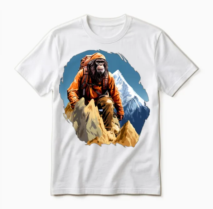 Monkey Mountaineer / Hiking Monkey Unisex T-Shirt in White
