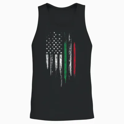 Italian American Flag Combo Italy Usa Italia Patriotic Gift Unisex Tank Top - Black