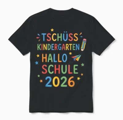 Tschüss Kindergarten Hallo Schule 2026 Erstklässler Unisex T-Shirt - Black