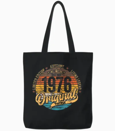 1976 Vintage Birthday Retro Vintage Men Women Gift Tote Bags - Black