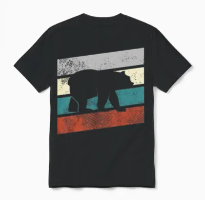 Bear Retro Unisex T-Shirt - Black