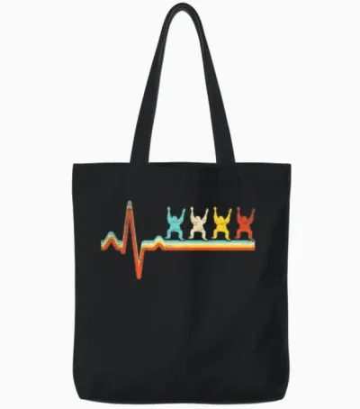 Orang Utan Retro Heartbeat Tote Bags - Black