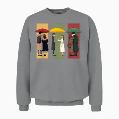 K-Drama Lover Korean Drama Boy with Umbrella Kawaii Kdrama Unisex Sweatshirt - Sport Grey