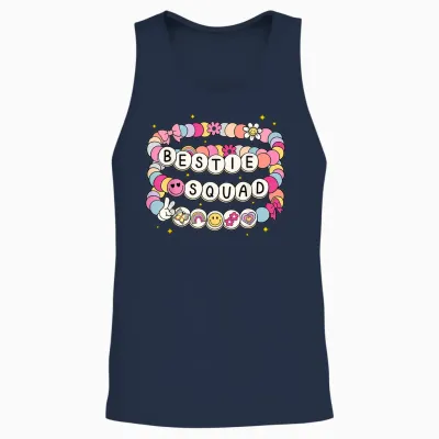 Bestie Squad Bracelets Best Friends Matching Girls Unisex Tank Top - Navy