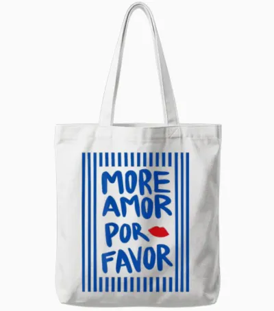 More Amor Por Favor X Kiss Selflove Selbstliebe Backprint Tote Bags - White