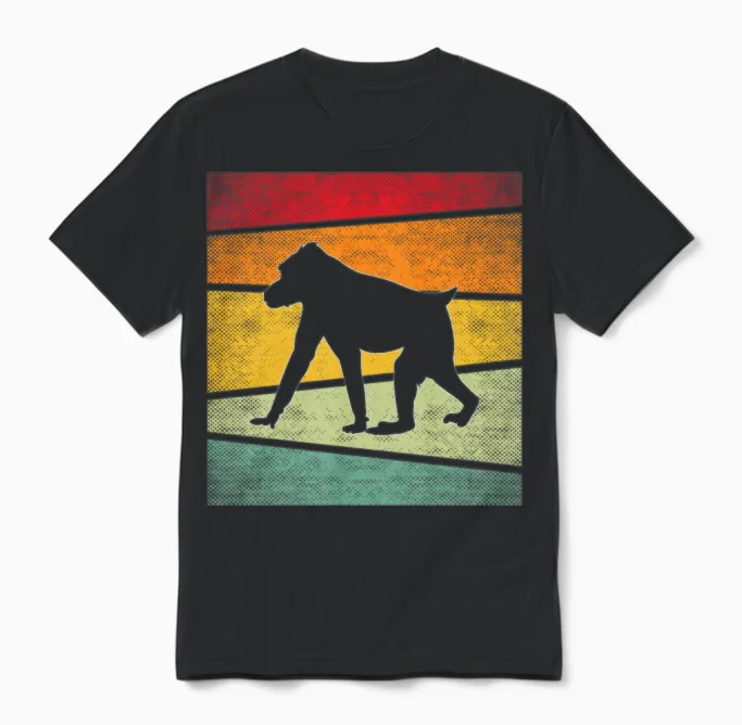Monkey Retro Unisex T-Shirt in Black