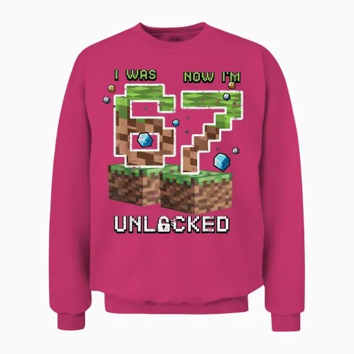 7th Birthday I Was 6 Now Im 7 Unlocked 67 Boys Unisex Sweatshirt - Heliconia