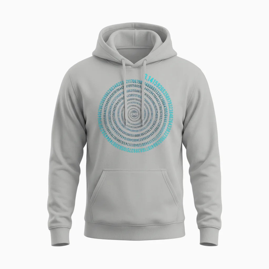 Irrational Number Pi Symbol Infinity Helix Spiral Math Unisex Hoodie in Ash