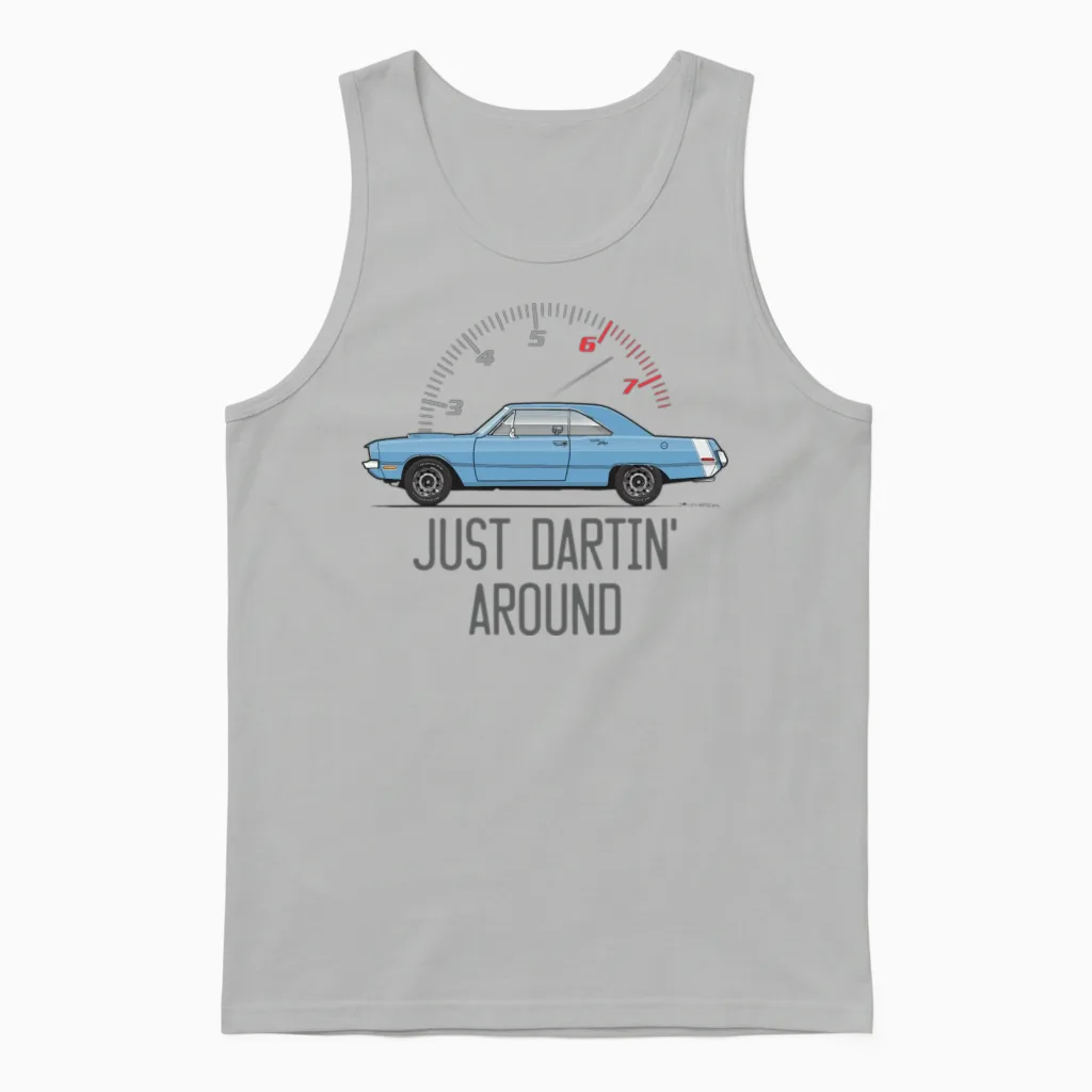Justin Dartin Around Light Blue Unisex Tank Top in Ash