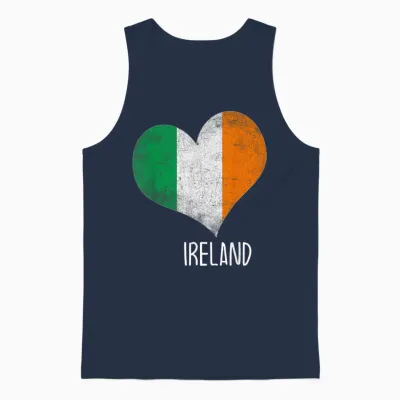 Drapeau Irlandais Mignon Cœur Patriotique Irlandais Fierté Filles Maman Enfants Unisex Tank Top - Navy